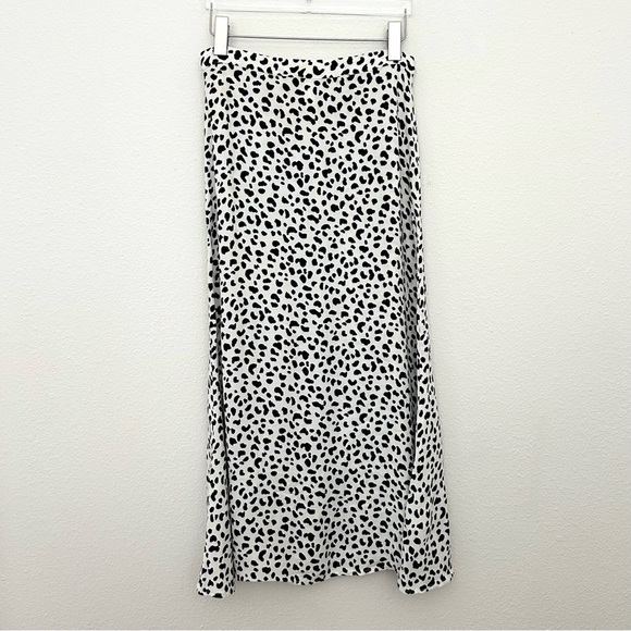 Reformation Bea Midi Skirt Ocelot Animal Print Leopard Spots Dots Black Size 6 - Picture 6 of 16